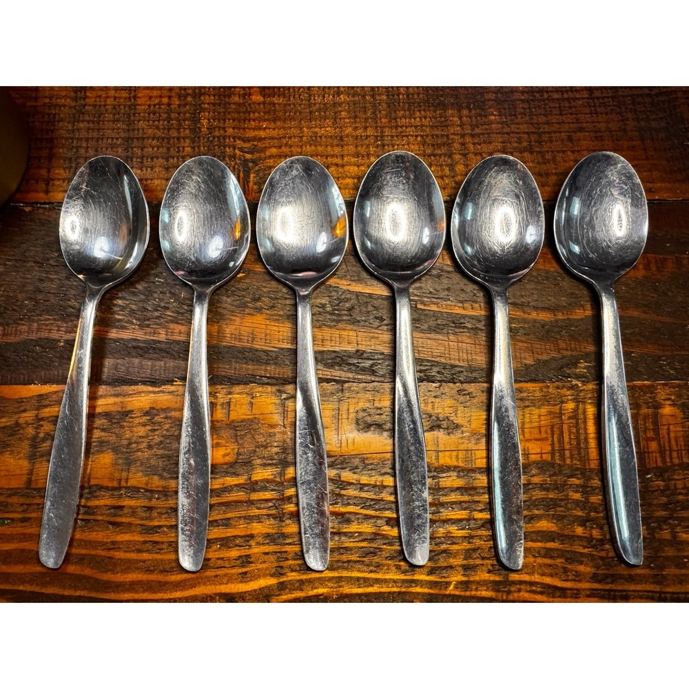 Vtg CRESTMARK Japan - Stainless Silverware Flatware 6 Tablespoons